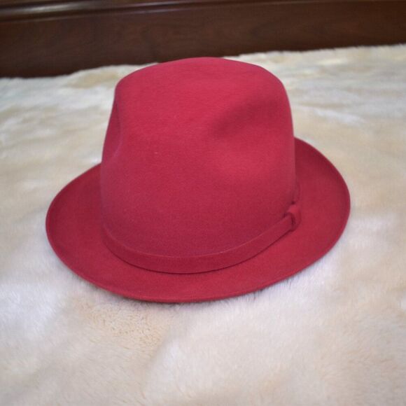 Dobbs Women’s Vintage Wool Felt Fedora Hat Size 7.5 Red Chic Designer main image 12